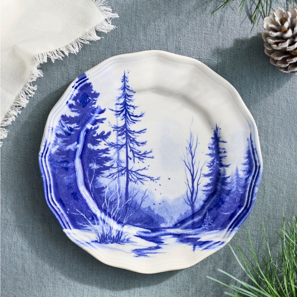 Anthropologie Blue Forest Stoneware Plate